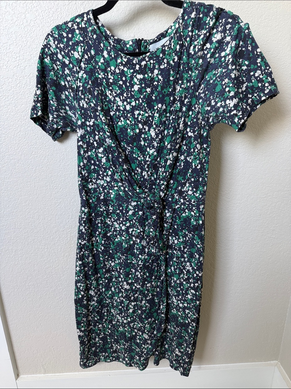 Jigsaw Navy, Green and White Speckled Knot-Front Midi Dress